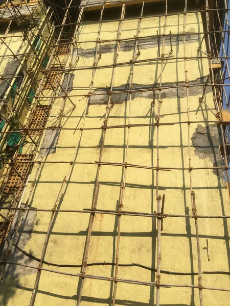 Jan 2021 Bamboo Scaffolding Twenty Five Year Old Four Storey — Stock Photo, Image