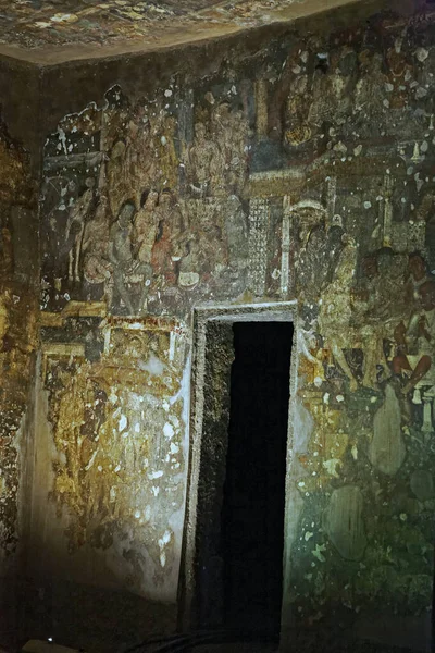 Frescos Património Mundial Unesco Ajanta Pintura Perto Aurangabad Maharashtra Índia — Fotografia de Stock