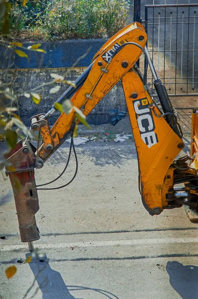 2019 Close Working Jcb Backhoe Digging Road Kalyan Maharashtra India — Stock fotografie