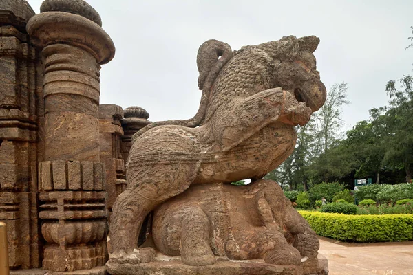 Lug 2007 Statua Leone Elefante Tempio Del Sole Konark Orissa — Foto Stock