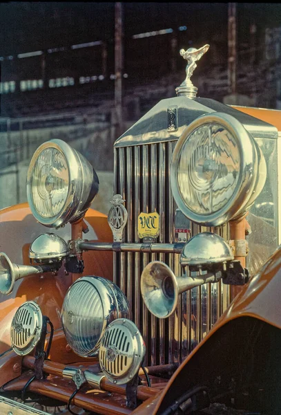 Detalhe Carro Rolls Royce Vintage Estádio Brabourne Mumbai Maharashtra Índia — Fotografia de Stock