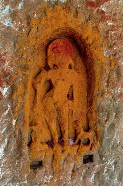 2009 Каменная Статуя Пещерах Юннера Имени Амба Амбика Буддистская Пещера — стоковое фото