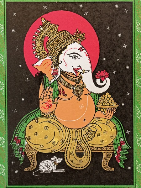 Квітня 2021 Vintage Folk Art Painting Lord Ganesha Odisha India — стокове фото