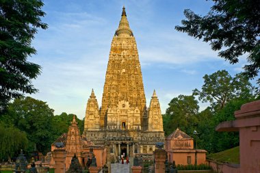 Bodhgaya 'daki 25 08 2008 Mahabodhi Tapınağı UNESCO Dünya Mirası Bölgesi Bihar' ın kuzeydoğu Hindistan 'ı.