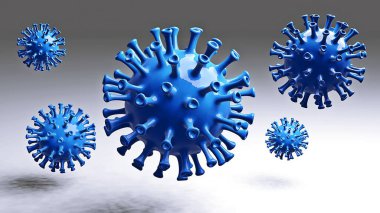 3D görüntüleme. Coronavirüs COVID 19 mikroskop altında..