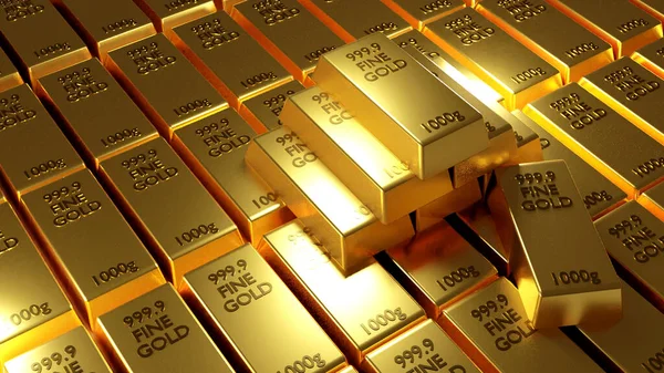 3d rendering.Gold bars or bullion. Financial, global world economic or gold trading in commodity market concept.