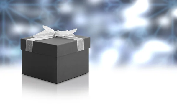 Noel hediye kutusu ile mavi arka plan