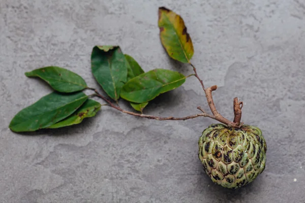 Suiker Apple (Custardappel, Annona, zoetzak) op donkere achtergrond — Stockfoto