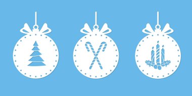 Christmas balls with a silhouette for cutting. Christmas ornament stencil. Xmas tree drawing, candy cane, candles and holly. Ball with a bow. Window decoration, craft, laser carving from wood. Vector vector Christmas balls with a silhouette for cutting. Christmas ornament stencil. Xmas tree drawing, candy cane, candles and holly. Ball with a bow. Window decoration, craft, laser carving from wood. Vector vector