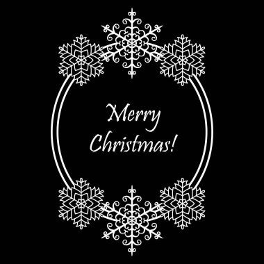 Kar taneli Noel çerçevesi. Oval Kış Sınırı 