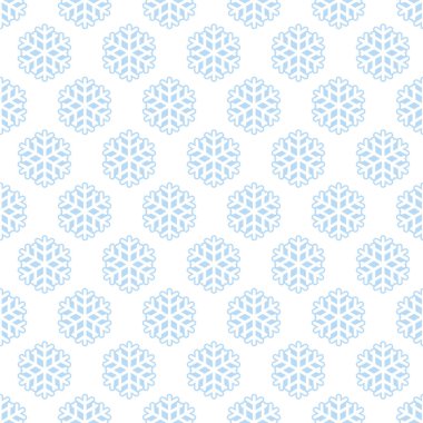 Kar tanelerinin geometrik süslemeleriyle kusursuz desen. Beyaz kış arka planı, basit kar taneleri çizimi. Dijital kağıt, el işi kağıdı, hatıra defteri kağıdı. Vektör çizimi. Tatil dekorasyonu