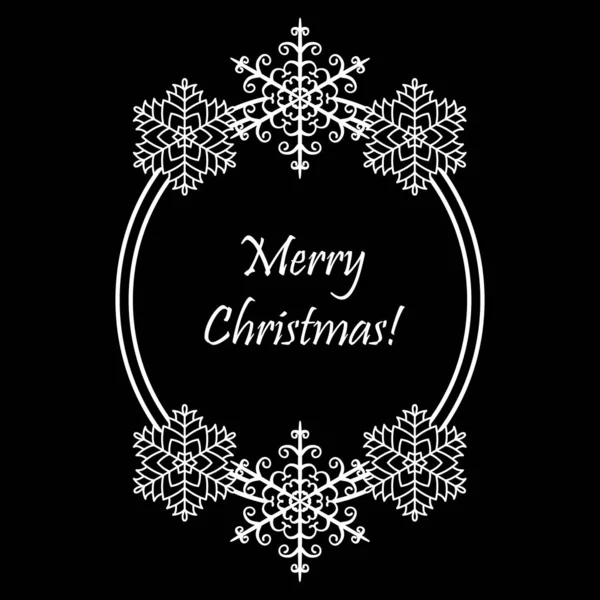 Kar taneli Noel çerçevesi. Oval Kış Sınırı 