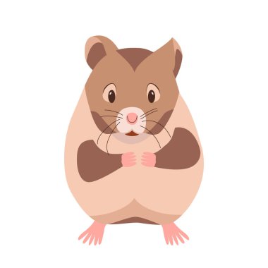 Sevimli komik hamster. Evcil kobay faresi. Kemirgen çizgi film karakteri. Beyaz arkaplanda vektör çizimi izole edildi. Küçük hayvan hamsterı. Clipart.
