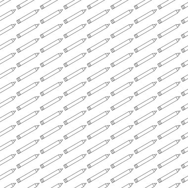 Kalemlerle kusursuz desen. Not defteri kapağı için okul dokusu, okul dekorasyonu tasarımı. Beyaz arka planda siyah basit bir çizim. Vektör illüstrasyonu, okul ikonlarına geri dönelim. Geometrik süs