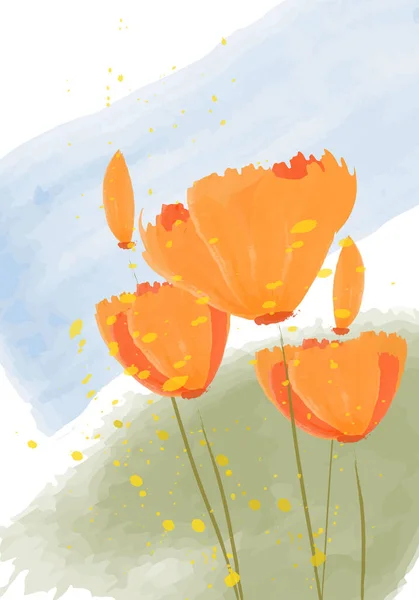 Vector Illustratie Californische Klaprozen Abstracte Patroon Gouden Papaver Tulp Vector — Stockvector