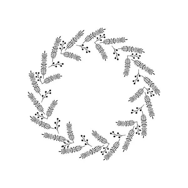 Festive Wreath Thorn Twigs Leaves Berries Christmas Frame Logo Tag Royalty Free Stock Illustrations