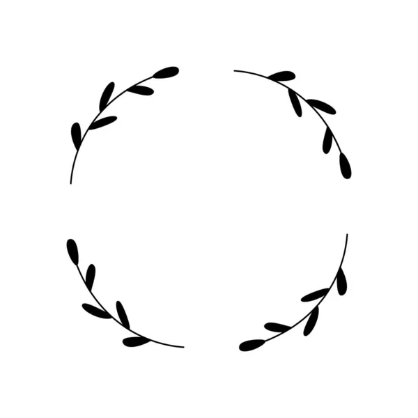 Una Corona Simple Con Cuatro Ramas Hojas Monograma Dividido Marco — Vector de stock