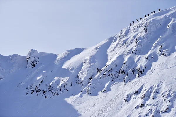 Dağcıların kışın Fagaras sırt üzerinde — Stok fotoğraf