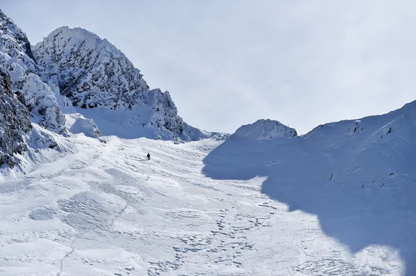 Vinter fjellklatring i Fagarasfjellene – stockfoto