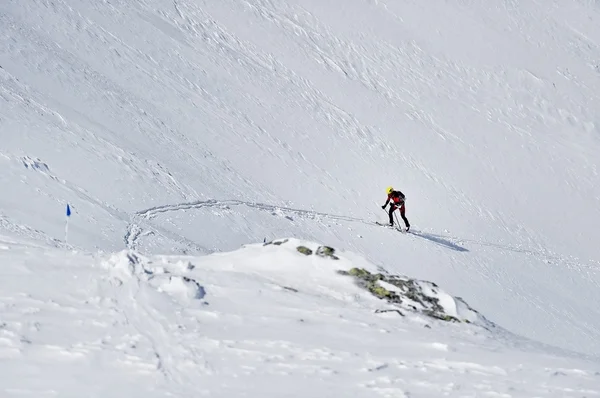 Ski bergsbestigare i Făgăraş bergen — Stockfoto