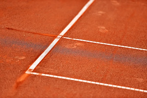 Dettaglio campo da tennis laterale in argilla — Foto Stock