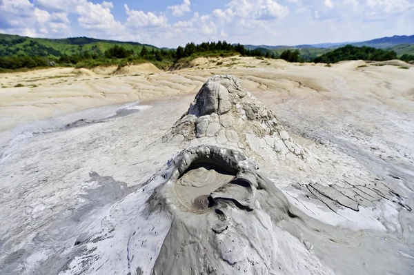 Landscape with mud volcanoes erupting — Stock Photo, Image