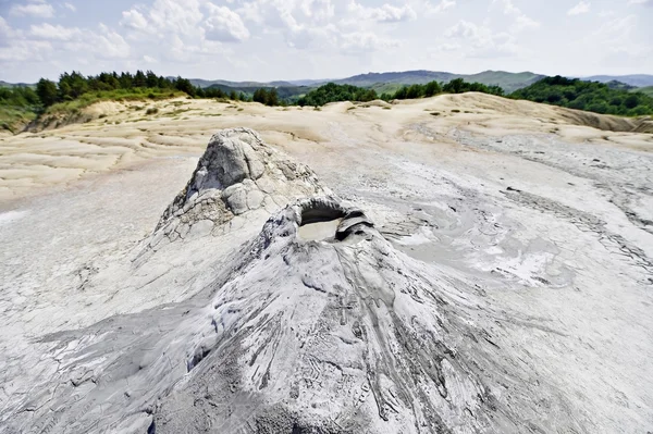 Mud volcanoes erupting in summer — Stock Photo, Image