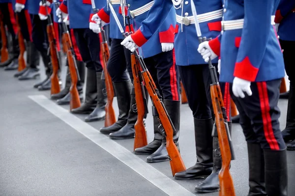 Dettaglio fucile a baionetta durante la parata militare — Foto Stock