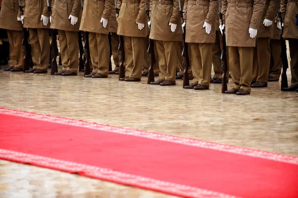 Röda mattan militär ceremoni — Stockfoto