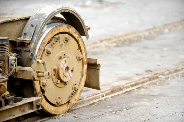 Old and rusty tram wheels — Stock Photo, Image