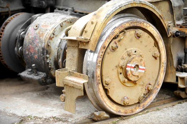 Old and rusty tram wheels — Stock Photo, Image