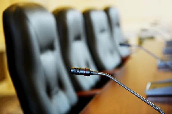 Mikrofon der Pressekonferenz — Stockfoto