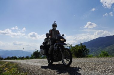 Adventure motorcycling travel clipart