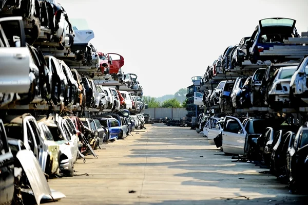 Wrecked car junkyard Stock Picture