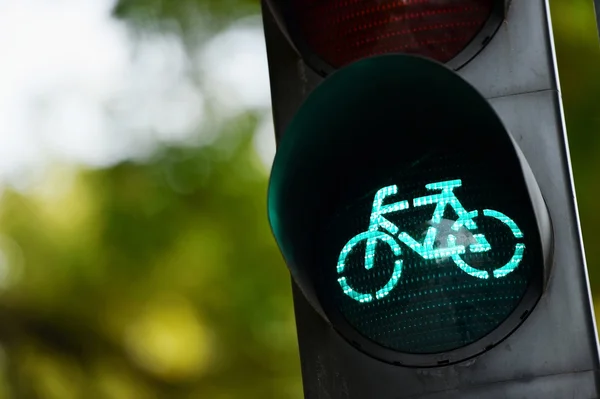 Groene stoplicht voor fietsen — Stockfoto