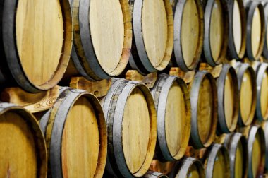 Wooden wine barrels