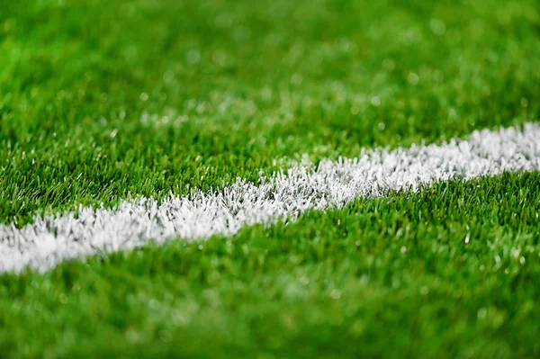 Fresh painted sideline on soccer field — Stock Photo, Image