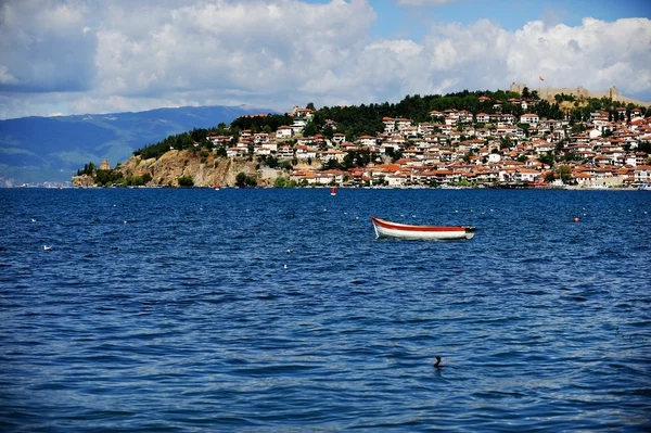 Fisher hajó Ohridi-tó — Stock Fotó