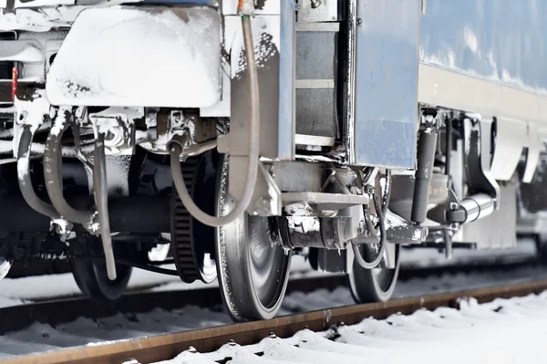 Detalhe do vagão de trem no inverno — Fotografia de Stock