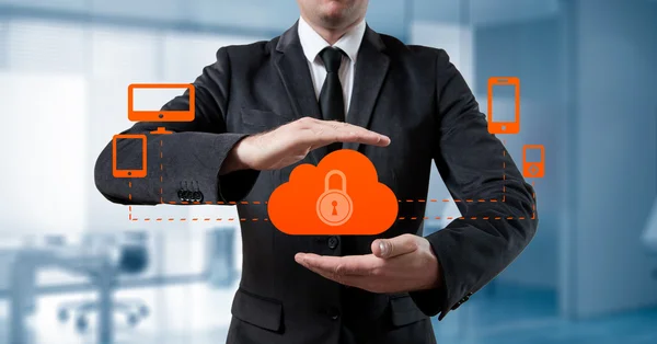 Schutz von Cloud-Informationsdaten. Sicherheit von Cloud-Daten — Stockfoto