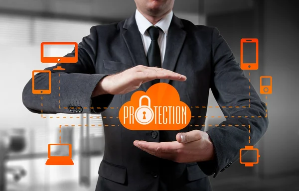 Düğme kilitli kalkan güvenlik virüs simgesi iş online