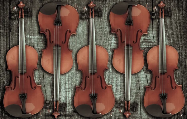 Violín sobre fondo de madera gris. Con espacio para la escritura de texto — Foto de Stock