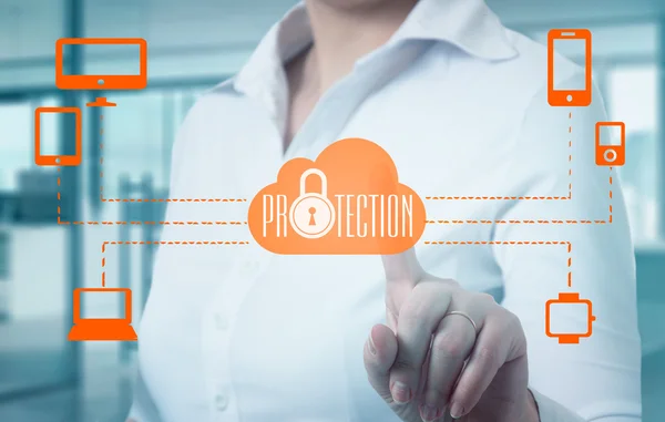 Ochrona chmury informacje dane pojęcie. Bezpieczeństwa i ochrony chmura dane — Zdjęcie stockowe
