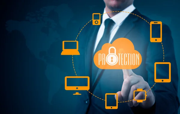 Protect cloud information data concept. Security and safety of cloud data