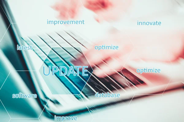 Digital Online Update Upgrade Office conceito de trabalho. Otimizar — Fotografia de Stock