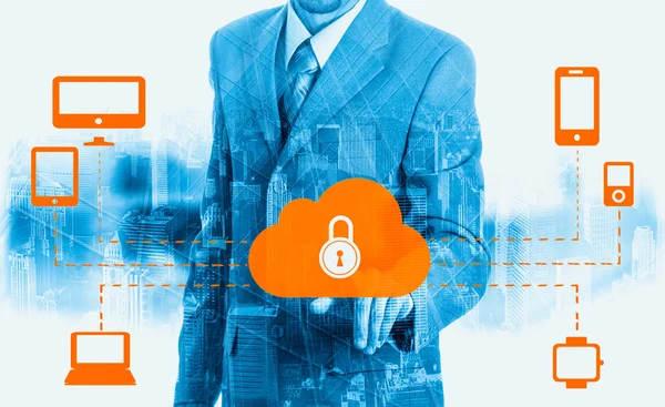 Protect cloud information data concept. Security and safety of cloud data