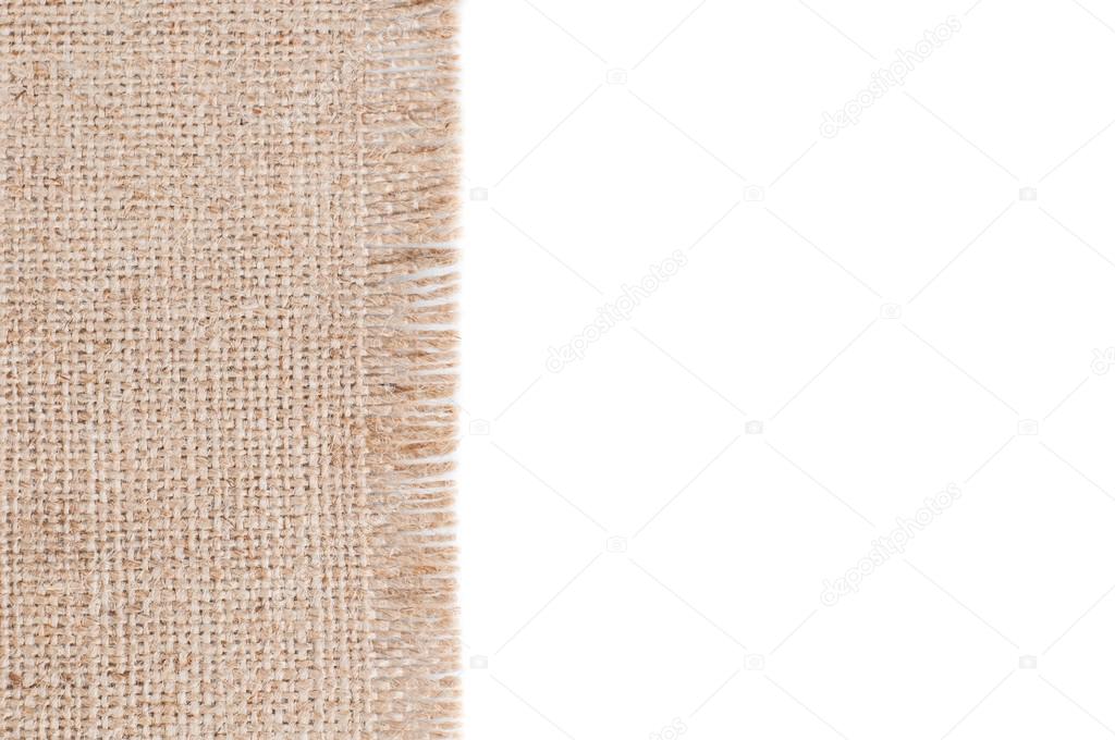 Piece of burlap on a white background