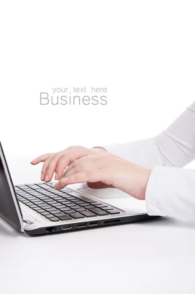 Business person working on computer. white background. isolated — Stock Photo, Image