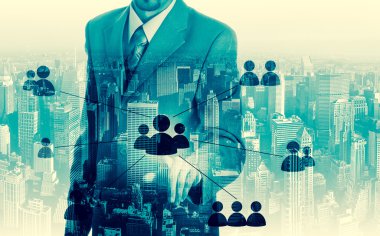 İşadamı Icon - Hr, işe alım ve seçilen kavramı için gösteren bir el