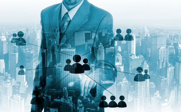 İşadamı Icon - Hr, işe alım ve seçilen kavramı için gösteren bir el